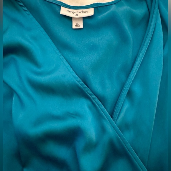 SERGIO HUDSON x Target Teal Cross Over Satin Bodysuit - Picture 2 of 5